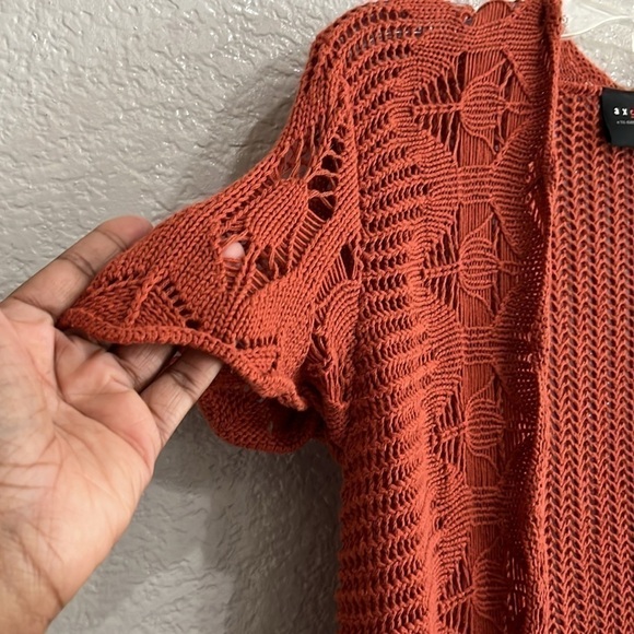 Axcess Rust Knit Cardigan Sweater Short Sleeve size Medium Short Sleeve - Picture 3 of 9